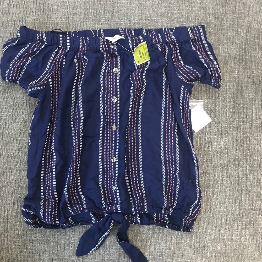 NWT Twine & string crop top tie blouse
